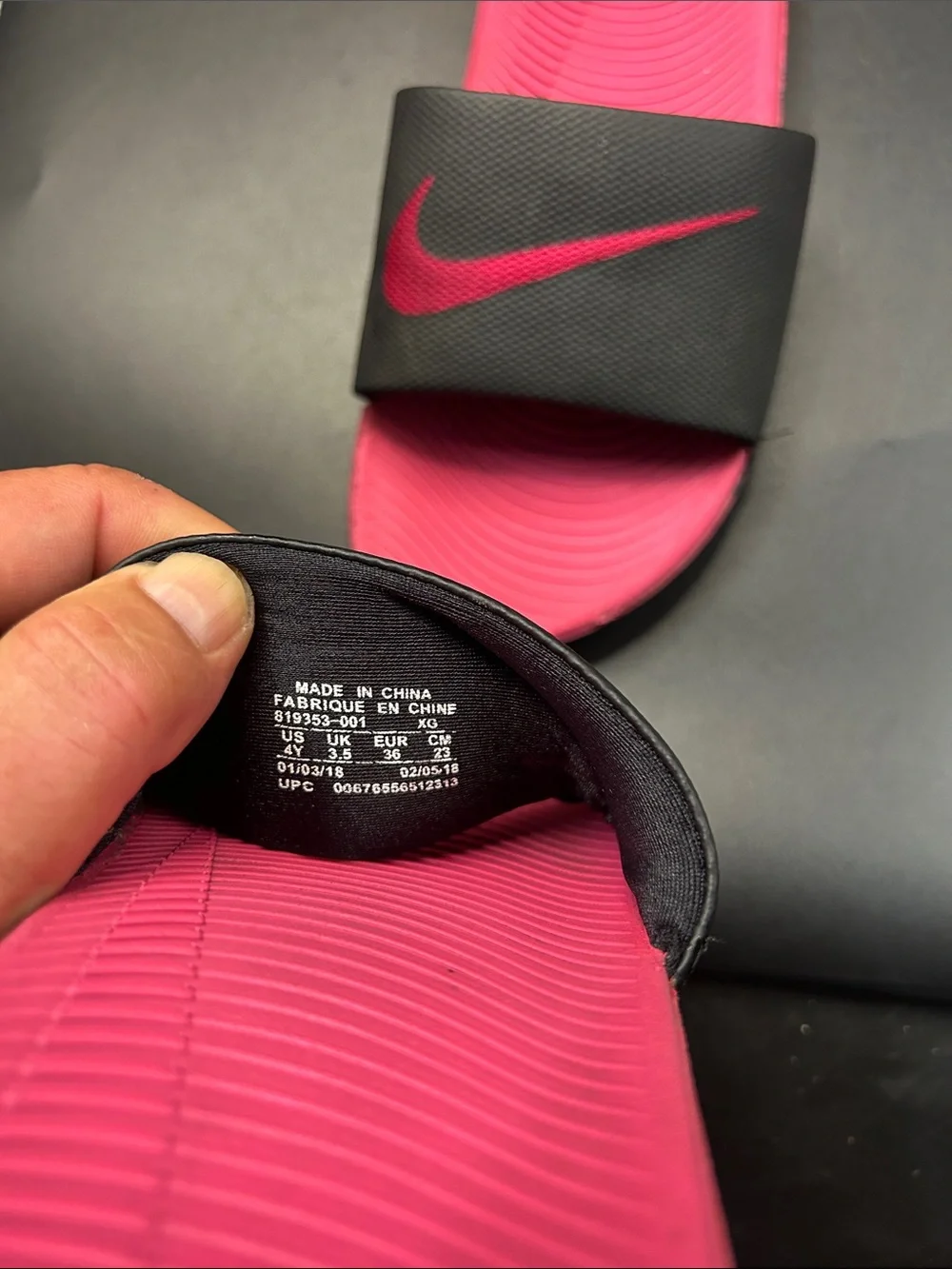 Nike Black Strap Pink Footbed Slide Sandals